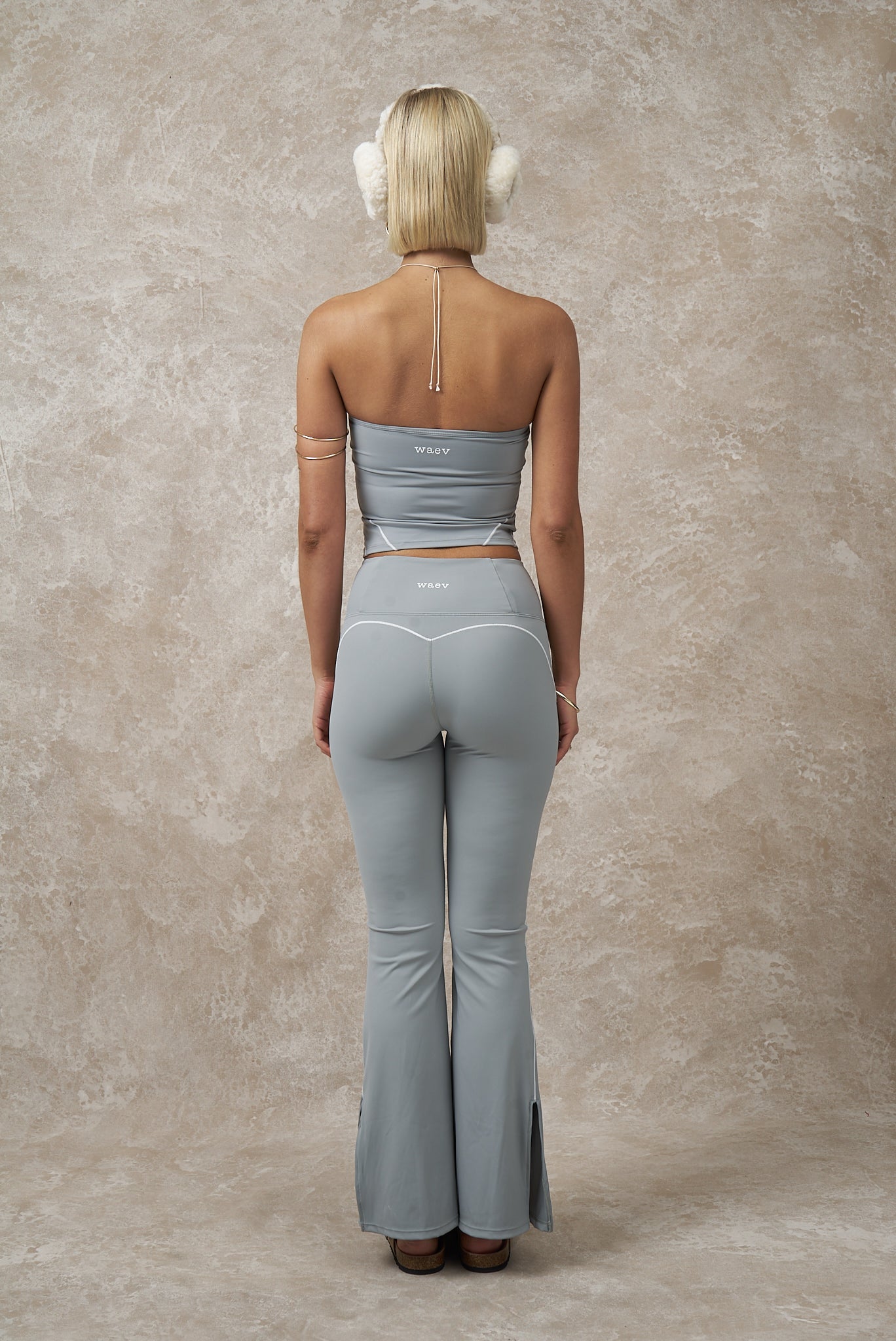 The Era Flares in Moonstone | Grey High-Waisted Activewear Pants - Waev Sports