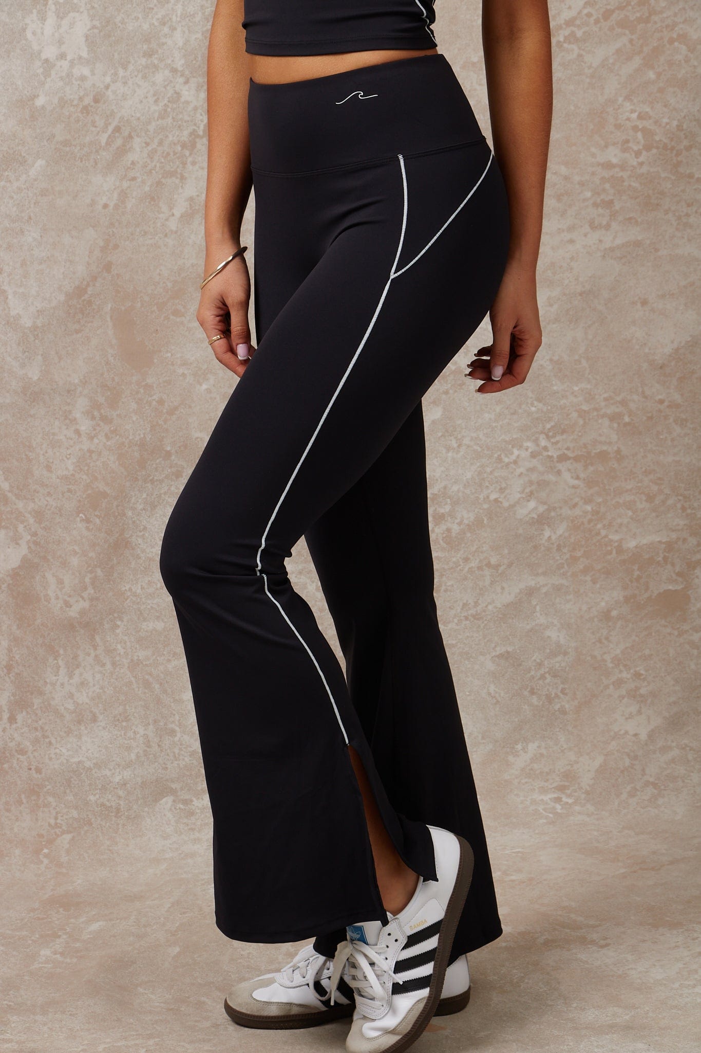The Era Flares in Onyx | Black High-Waisted Activewear Pants - Waev Sports