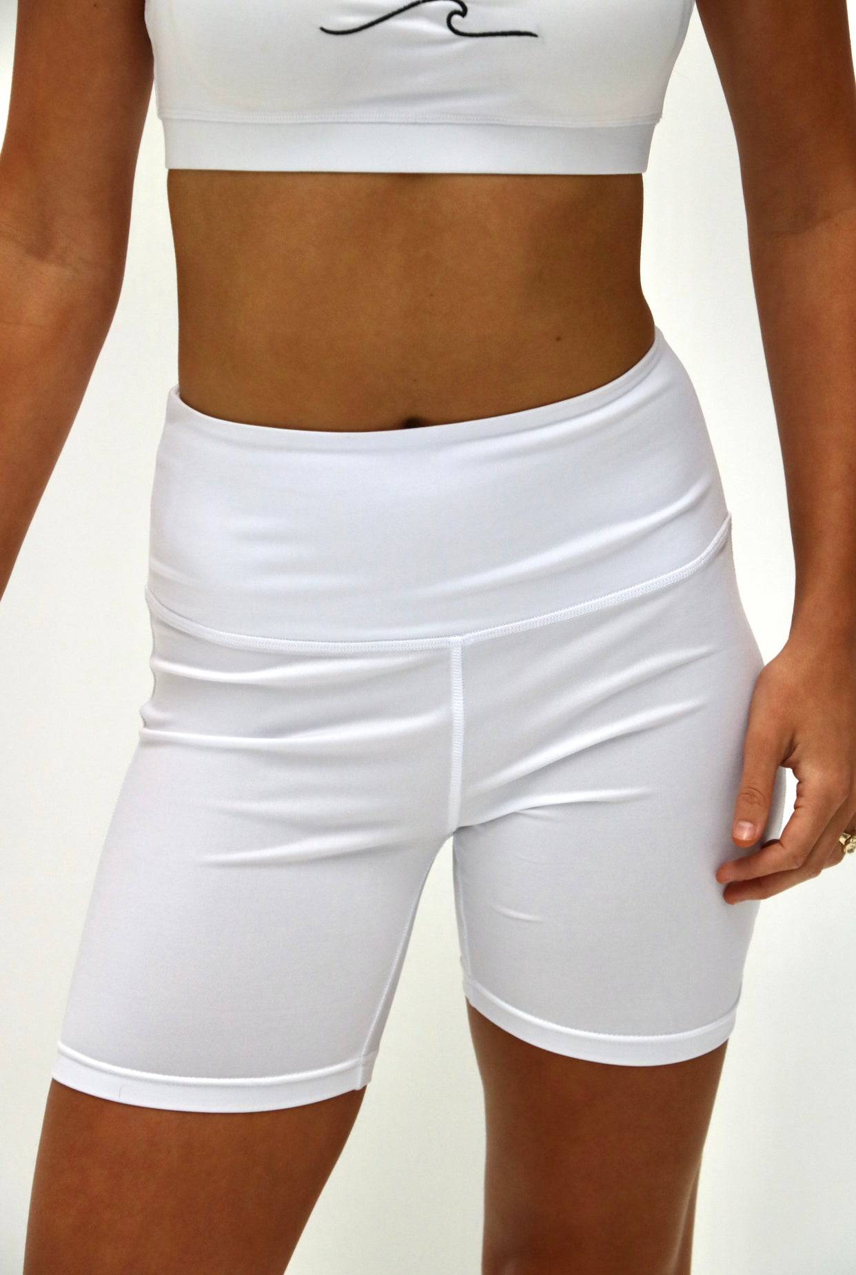 Bike Shorts White - Waev Sports
