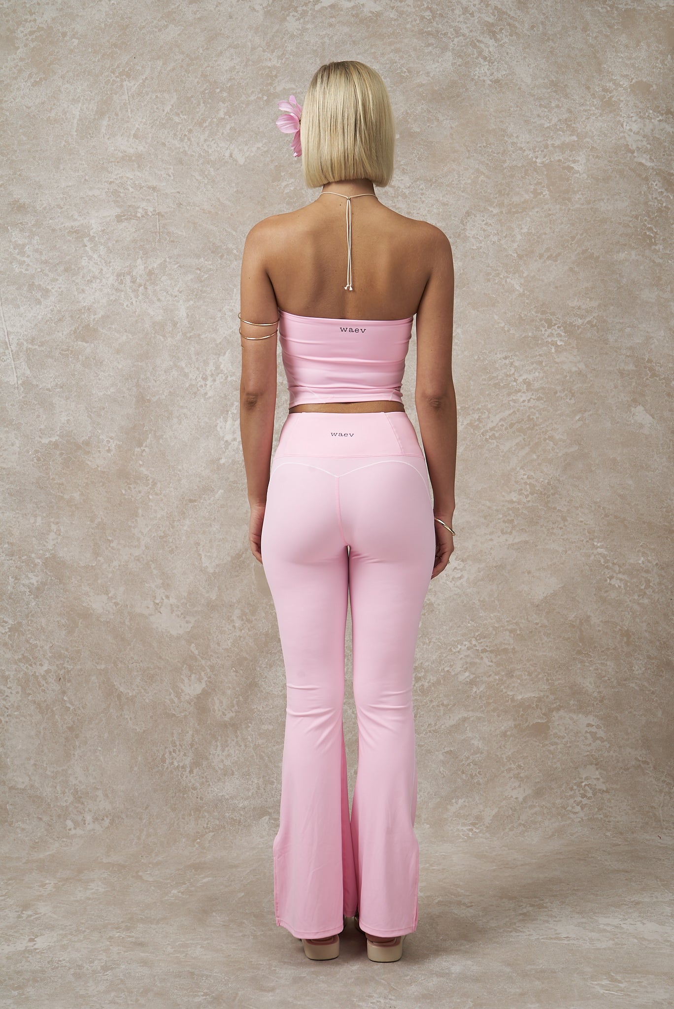 The Era Flares in Rose Quartz | Pink High-Waisted Activewear Pants - Waev Sports