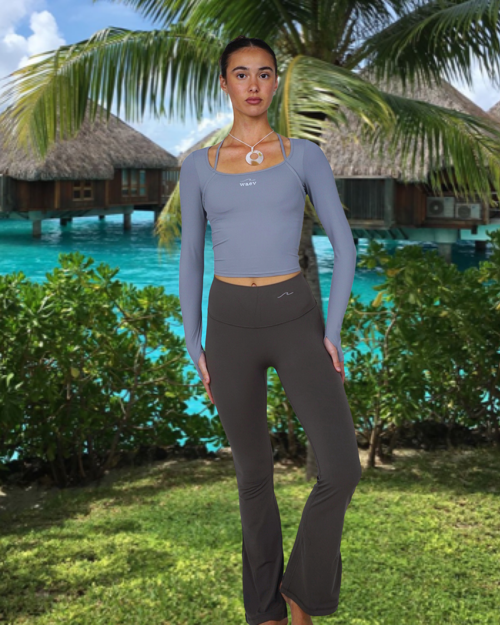 Kaia Yoga Flares - Light Grey